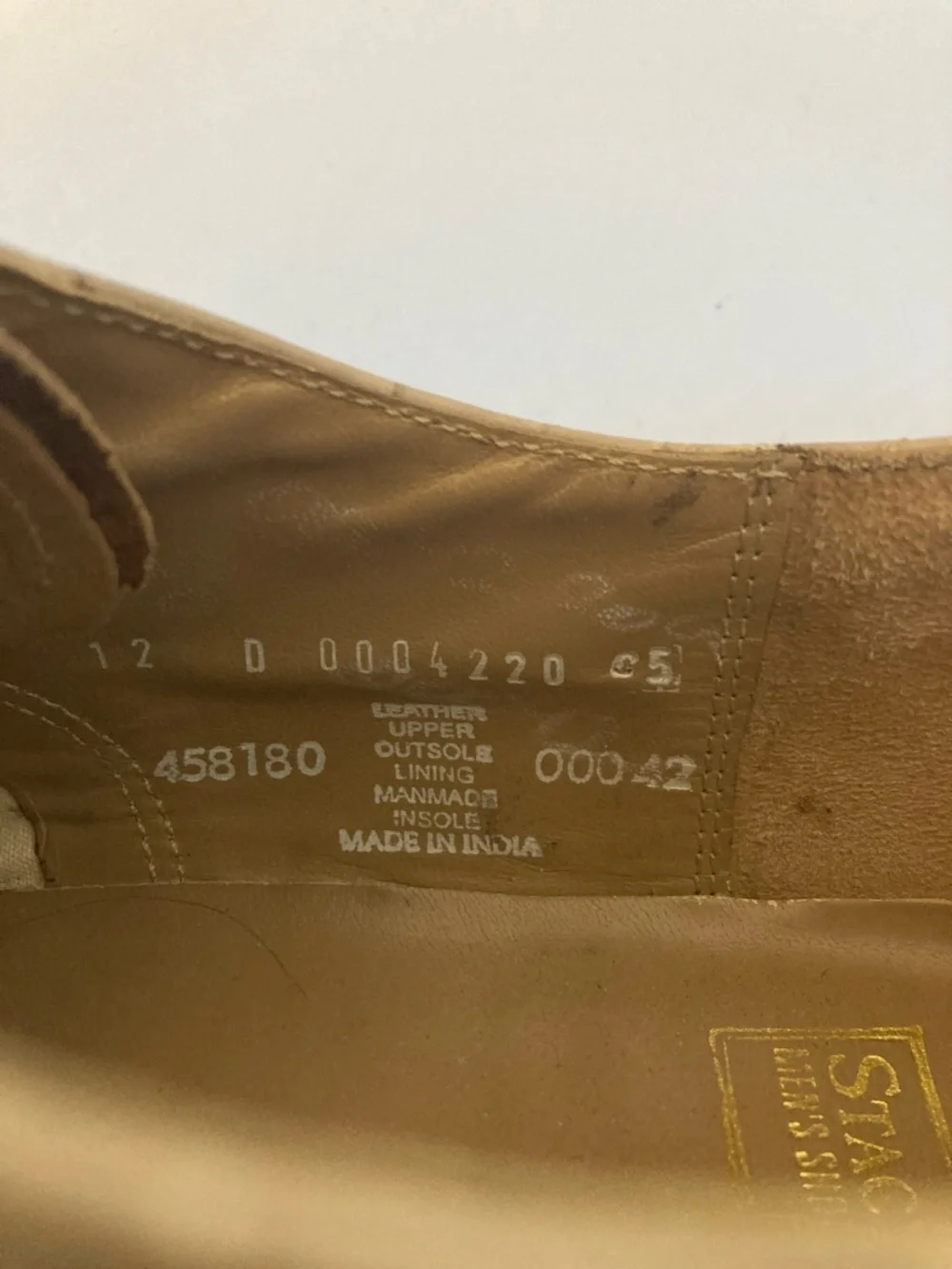 Stacey Adam’s Madison Men's Beige Leather Cap-Toe Oxford Shoes size 12